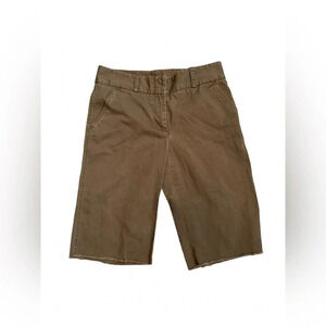 J.Crew Brown Olive Green Favorite Long Shorts Khaki Flat Front Size 6